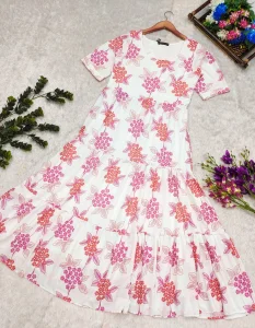 A Perfect Summer Cotton Maxi Dress With Floral Print