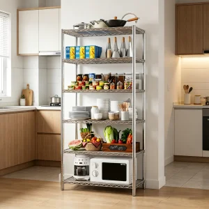 Versatile Anti-Rust Five Layer Stainless Steel Shelving System for Home Office Warehouse Pantry Storage Rack