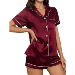 Conjunto de Pijamas Femininos de Manga Curta Cool Comfort, Respirável, em Algodão, com Calças Curtas, Mais Vendido