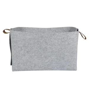 Grey Felt Storage Basket with PU Handle