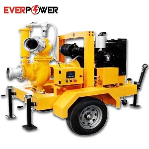 6 Inch 8 Inch 10 Inch 12 Inch Large Flow Self-Priming Drainage Centrifugal Fire-Fighting Irrigation Slurry Mobile Diesel Water Pump with Two Four Wheel Trailer
