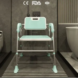 Medical Foldable Shower Chair with Backrest Seniors Inside Bathroom Bath Chair