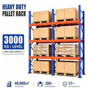5 Beam Layers 3000KG Heavy Duty Selective Pallet Racks Industriales Warehouse Racking System for Palletized Cargo Storage