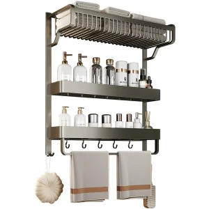 China Bathroom gun gray towel rack Double triple wall shelf Manufacturers, Factory