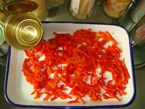 Tiras de pimiento rojo dulce