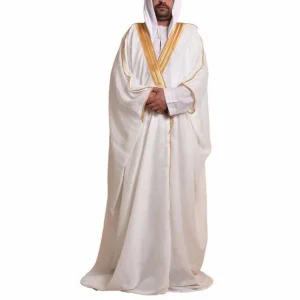 Custom Islamic Saudi Arabian Mishlah Bisht Cloak Kuwait Bisht Abaya White Men Design Mmuslim Men Abaya