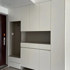 Modern 3 Drawer Wall Hanging Storage Organizer Shoes Shelf Cabinets Natural Oak Entryway Furniture Hallway Shoes Cupboard Cabinet with Stool Bench