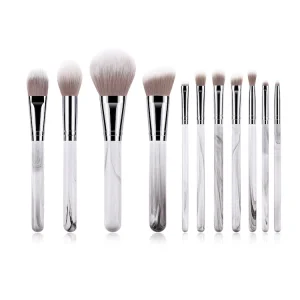 Pincéis de Maquiagem de Mármore Pincel para Pó Pincéis para Sombra de Olho Pincel Vegano para Blush Pincel para Corretivo Pincel para Delineador Pincel para Lábios Pincel Plano para Base Pincel para o Rosto