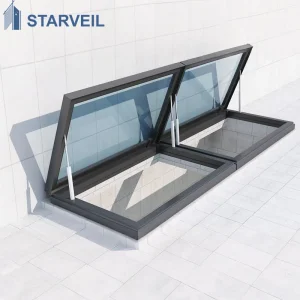Custom Made Aluminum Electric Push Rod Skylight Contemporary Architecture Smart Control Skylight