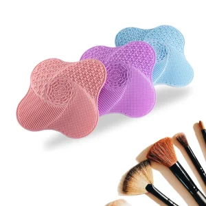 Placa de Limpeza de Maquiagem em Silicone com Forma de Flor de Cor Personalizada, Escova de Limpeza de Cosméticos Portátil, Almofada de Lavagem de Maquiagem