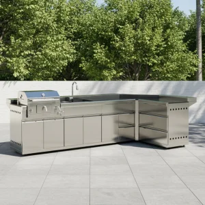 Gabinete de Cocina de Acero Inoxidable Profesional 304 con Fregadero y Unidad de Cajones