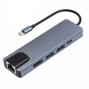 5-in-1 USB-C Docking Station for Mac PRO/HP/DELL - Pd Fast Charging, Gigabit Ethernet