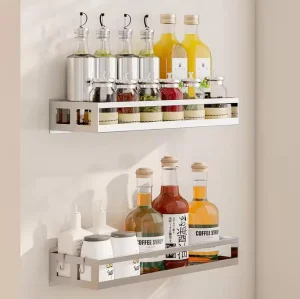 Stainless Steels Wall-Mounted Kitchen Space Saving Fridge Storage Organize Spice Racks