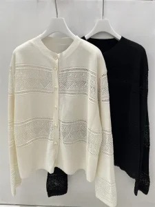 Wholesale Plus Size Open Knit Cardigans Oversized Lace Pattern Long Sleeve Cover-Up Bulk Supply
