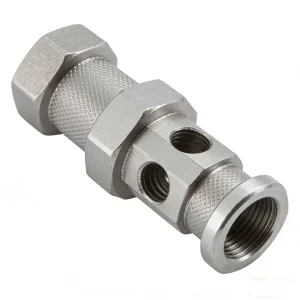 3 4 5 Axis Rapid Prototype CNC Machining Knurled Multi-Port Threaded Fitting