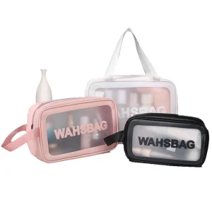 Fashion Custom logo Waterproof Toiletry Bags Make up Bag Transparent clear Makeup Cosmetic Bag With Zipper