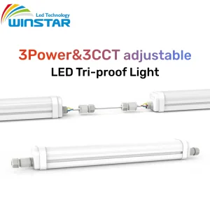 Luz LED Triproof Integrada Inteligente 130lm/W Batten EMC Enlazable CCT Interruptor de Potencia IP66 Lámpara a Prueba de Polvo Corrosión Iluminación Lineal Industrial Aparcamientos