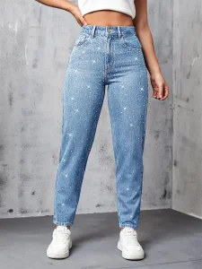 Plus Size Women's Jacquard Pattern Jeans