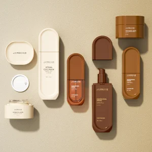New Flat Capsule Shape Amber Spray Skin Care Bottle Set