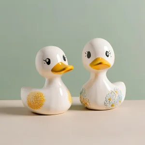 Wholesale Glossy Glazed Ceramic Duck Ornament with Floral Design VDLK1050 Manufacturers, Factory