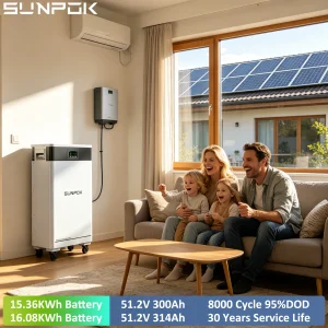Sunpok Fast Delivery 15kwh Home Solar Energy System 51.2V 300Ah LiFePO4 Lithium Battery Pack Energy Storage Battery