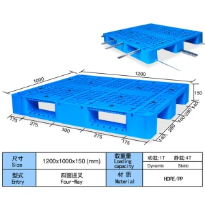 1200*1000 Plastic Pallet Buit-in Steel Tube Heavy Duty Stack Shelf-Type Pallet