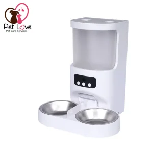 Remote Cat Dispenser Automatic Pet Feeder Dual Bowl