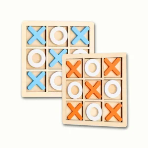 Wood Tic Tac Toe Board Game Funny Toy Indoor Portable Two-Player Interactive Tabletop Game Children's
