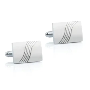 Wholesale Silver Premium Spot Rectangular Wavy Metal French Personalised Men Cufflinks CL-C466