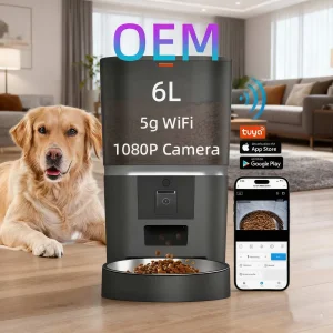 6L Tuya Smart WiFi Pet Cat Feeder with 1080P Camera - Voice, Single/Double Bowl, Anti-Clog &amp; Dual Power