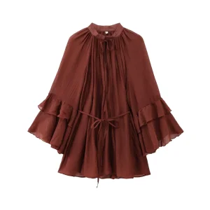 Vestido de princesa con volantes de manga larga, elegante y suelto, estilo europeo, moda femenina, ropa casual chic, boutique de ropa personalizada, vestidos largos, estilo francés elegante