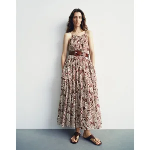 Luxury Women Clothing Wholesale Drawstring Shoulder Pleat Skirt Design Women Slip Dress Customized Sleeveless Beach Holiday Dress for Woman