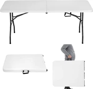 6FT Folding Tables Plastic Rectangle Patio Dining Party Foldable Camping Picnic Banquet Table