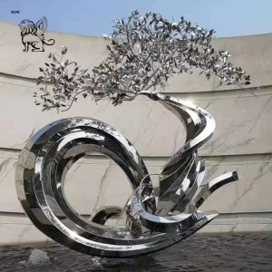 Factory Modern Art Large Outdoor Sculptures Modern Abstract Stainless Steel Sculpture Tree Statue