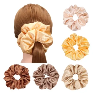 Factory Customization Women Daily Hair Scrunchies Promotion Activities Gifts Silk Solid Colors Queen Size Hair Scrunchies