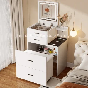OEM ODM Modern Smart Foldable Storage 3-Color Lamp Rechargeable Desktop Dressing Table for Bedrooms