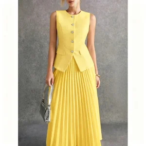 Conjunto falda midi amarillo Buenos Aires