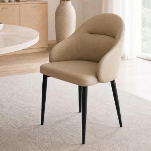 Comfortable Modern Faux Leather Upholstered Dining Chair With Metal Legs For Home And Commercial Seating