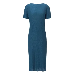 China Women’s Dark Blue Pleated Midi Dress – Minimalist Elegant Summer Dress Factories, Exporters