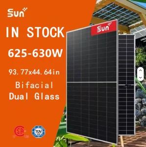 Painéis Solares Bifaciais Sunplus Bons 625-630W para Fazendas e Instalações de Pecuária com TUV