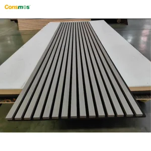 Eco Friendly Pet Felt Fluted Polyester Fiber Wooden Slat Acoustic Panel for Wall with CE