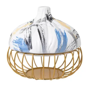 Discount Artistic Graffiti Garlic-Shaped Ceramic Lid with Iron Stand Storage Decor Exporter, Product