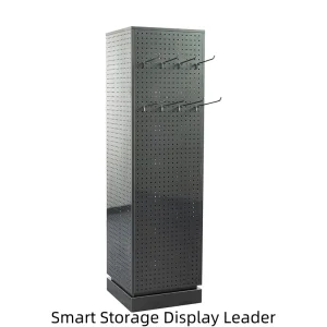 Slim Profile 4-Sided Pegboard Display Unit for Narrow Aisles and Small Retail Spaces with Minimal Footprint