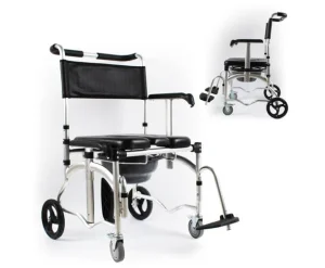 Aluminum Alloy Heavy Duty Manual FDA Foldable Commode Wheelchair