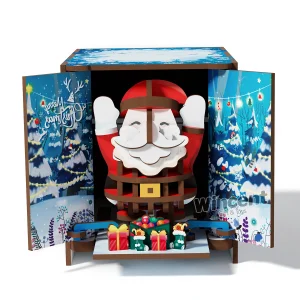 Wincent Christmas Santa Claus 3D Wooden Puzzle Music Box DIY Model Kit Assembly Toy Kids Adult Xmas Gift Home Decoration