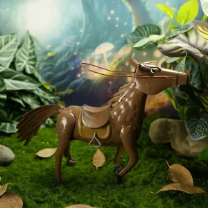 Wind Charger Blackened Steel Gold 3D Dynamic Galloping Horse Statue Modern Minimalist Mantelpiece Decor for Living Room &amp; Office