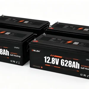 Enlzh Self-Heating 12.8V 628Ah LiFePO4 Battery Deep Cycle Built-in BMS for RV Marine Camper Truck Home Energy Storage