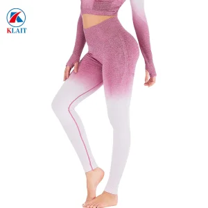 Calças Ombre de Cintura Alta Sem Costura para Treino, Ginásio, com Efeito de Bumbum e Gradiente para Yoga