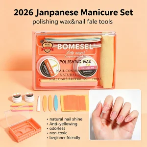 2026New Japanese Manicure Polishing Wax Kit Natural Nail Shine Anti-Yellowing Odorless Non-Toxic Beginner Friendly OEM Wholesale