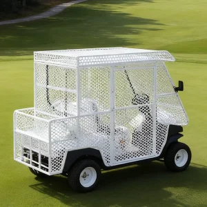 Mesh Enclosed White Golf Cart